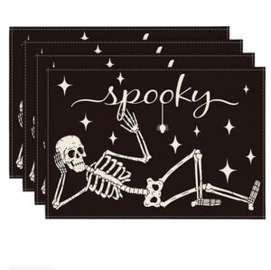 Michaels Halloween Spooky Skeleton Cotton Placemats Set Of 4 NWT